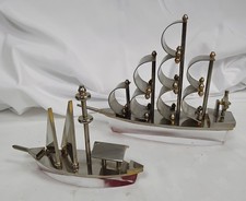 Vintage Art Deco Brass Ship Figurines Decorative Models Nautical Set - S - SWF27
