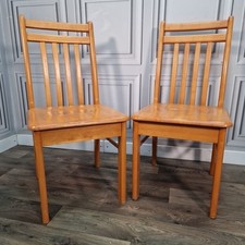 Pair x2 Vintage Solid Beech Wood Retro Kitchen Chairs - Country - Upcycle?