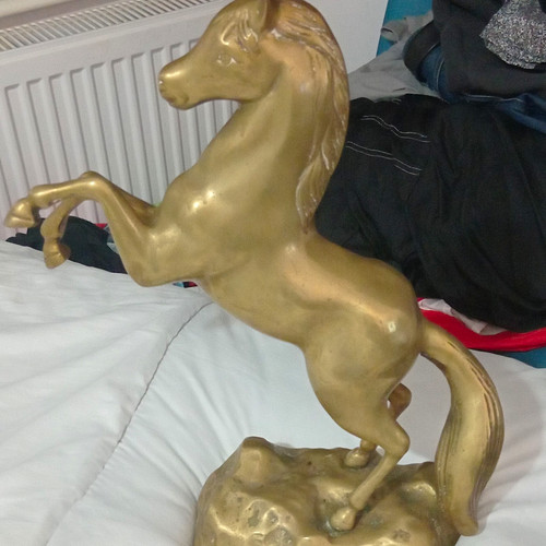 Brass rearing horse figurine - brass,