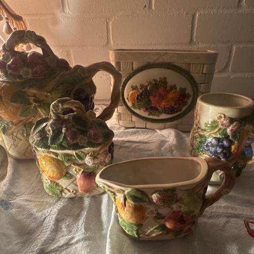 Ceramic fruit basketweave - ceramic, 6pc