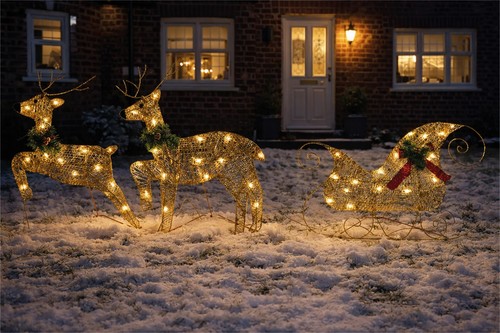 Led gold glitter reindeer - glitter, &