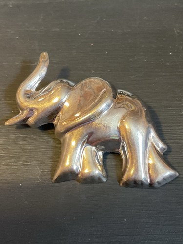 Silver elephant brooch - silver, mexico