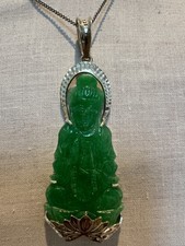 Real Silver/ Jade Buddha Pendant