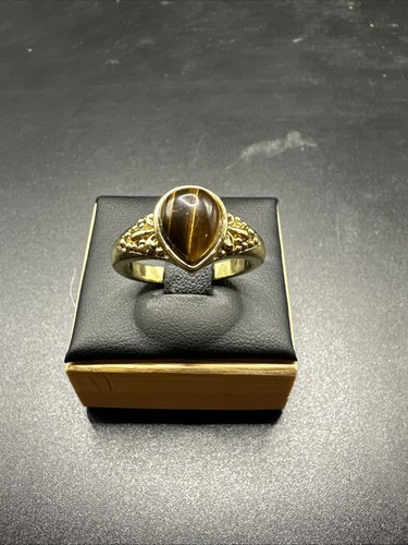 Gold tone tiger eye pear - eye,