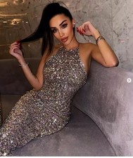 ZARA SEQUIN HALTER NECK KNIT