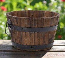 Round wooden barrel - barrel, planter