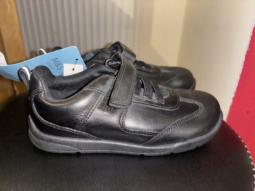 School black leather shoes - m&s,