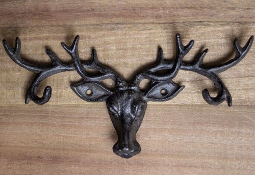 Cast iron hooks stag head - hooks,