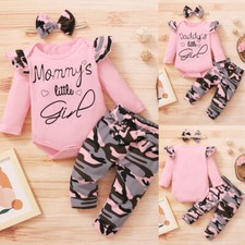 Newborn Baby Girl Clothes Outfits Ruffled Romper Tops Pants Toddler Clothing Set