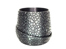 Small Modern Indoor Plant Pot With Drainage Hole And Drainage Tray BLACK  #002