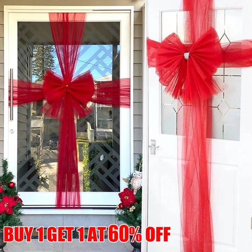 Christmas door bow window - christmas,