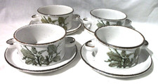 4 Midwinter Stonehenge Greenleaves Soup Coupe Bowl + Saucer 1970’s