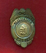 Vintage US Indian Police Badge, 2" Shield design Pin Back