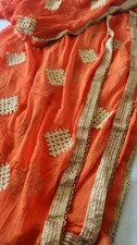 Orange/ Saffron Beaded chiffon