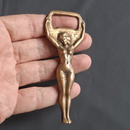 1970s solid brass bottle - brass,