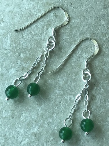 Green jade chain long - green,