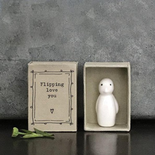 Porcelain penguin matchbox - penguin,