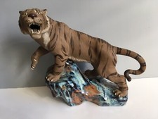 Growling tiger ceramic pottery - ceramic,