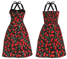 LADIES 1950'S ROCK N ROLL FANCY DRESS CHERRY DRESS SUMMER DRESS ROCKABILLY 60'S