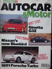 AUTOCAR 90/03/07 GINETTA G32 ROVER 216 GSi PORSCHE 911 TURBO TOYOTA MR2 NISSAN 
