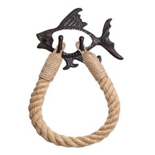 Rustic Toilet Paper Holder. Nautical Rope Towel Holder Ring . Cast Iron Fish ...