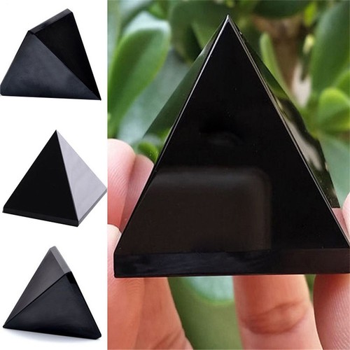 Natural black obsidian - black, quartz