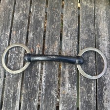 Loose Ring Snaffle Horse Bit 5” Rubber Mullen Mouth Flexible Straight
