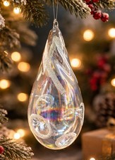 Clear handblown glass ornament - clear,
