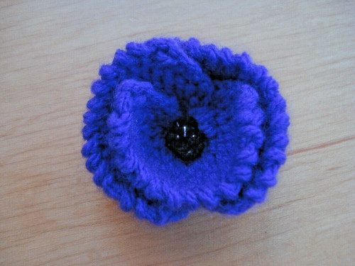 Knitted purple poppy brooch - poppy,