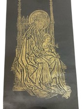 Vintage Madonna & Child Brass Rubbing Marguerite de Scornay, Abbess de Nivelles