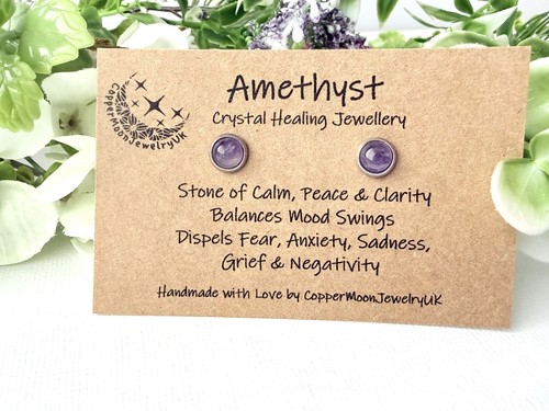 Natural amethyst stud - stud, earrings