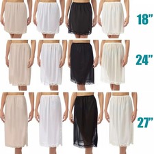 Womens Lace Trim Half Slip Petticoat Ladies Underskirt 18" 24" 27" Size 12-26