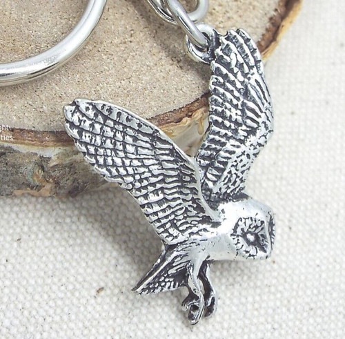 Barn owl keyring silver - keyring, (silver