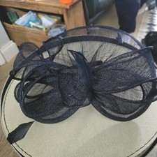 navy dark blue accessorize headband fascinator new without tags bow feathers
