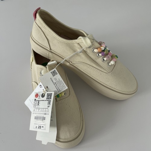 Zara cream canvas trainers - zara,