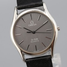 Vintage [Near MINT] OMEGA DeVille Cal.1336 Gray Quartz Men's Watch From JAPAN