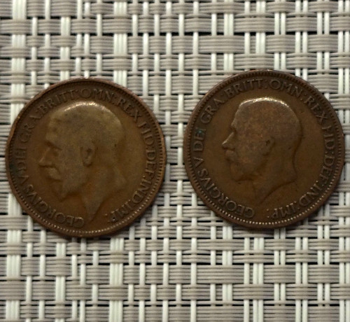 George half penny - coins, x2