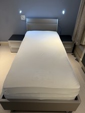 Nolte Single Bed Frame, Curved Headboard With Lights,  Harrison Topper Mattress