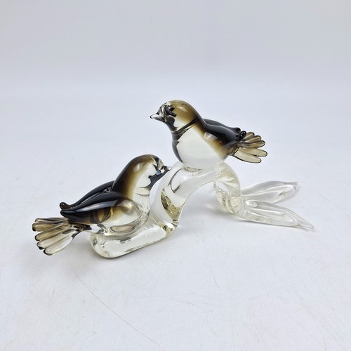 Glass bird figurine two - figurine, birds