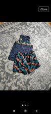 Mens swim shorts vest top set navy orange tropical design Matalan size M medium
