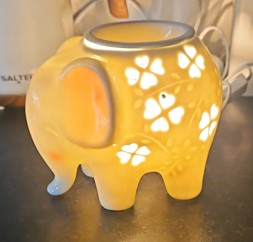 White ceramic elephant tea - white,