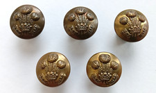 Matching Set of 5 Leinster or Welsh Regiment Mess Dress or Cap All Brass Buttons
