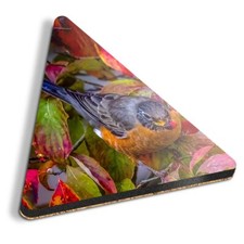 Triangle MDF Coaster American Robin Bird Dogwood Tree Nature #50087