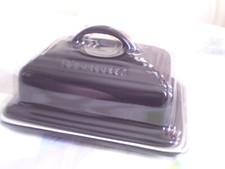 BEAUTIFUL LE CREUSET GLOSSY BLACK BUTTER DISH,VGC,