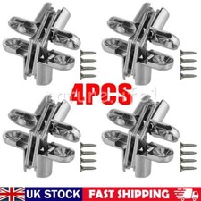 4X UK Invisible Cross Hinge Hidden Concealed Cabinet Cupboard Door Wooden Boxes