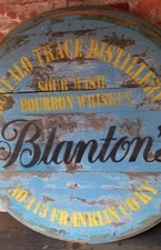 RECLAIMED SOLID OAK WHISKY BARREL LID WAXED MANCAVE DECOR Blantons 