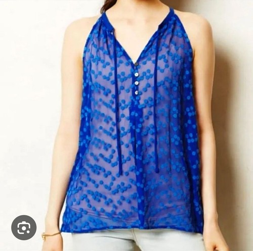 Blue silk sheer tank - , with