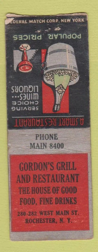 Matchbook cover gordon - matchbook,