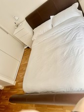 Heals Leather Double Bed Frame with Heals Mattress Pristine Condition