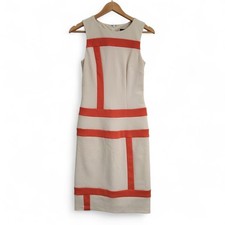 Bernshaw Bodycon Midi Dress Size 10 Cream Orange Abstract With Tags  - Preloved